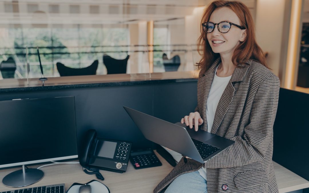 woman with a laptop in the office