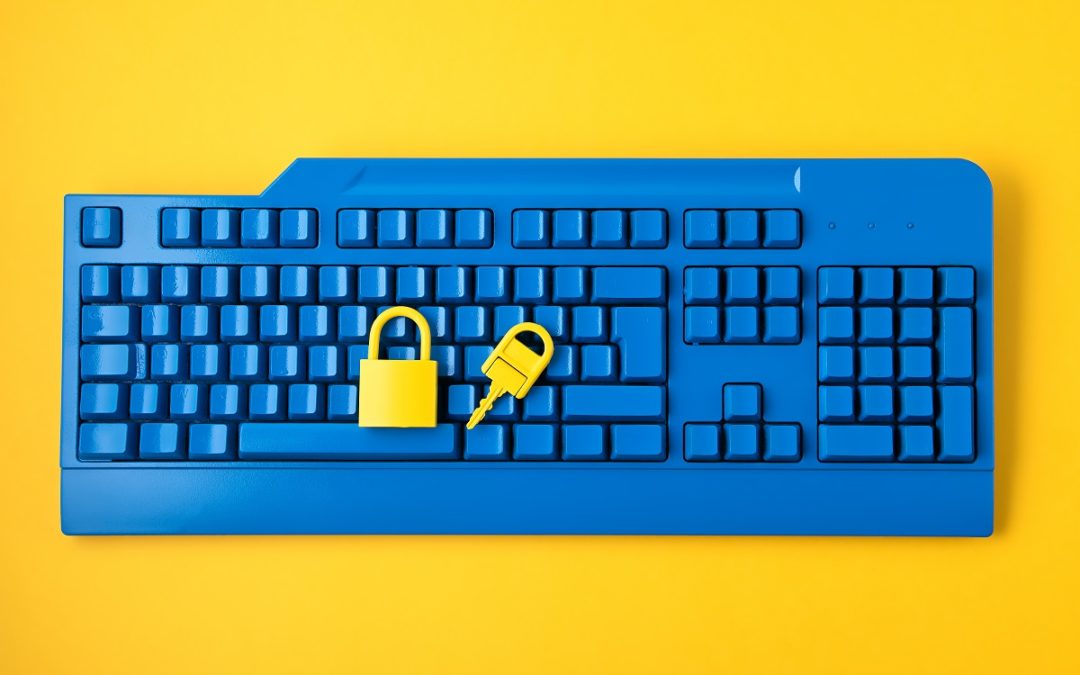 blue keyboard with a yellow background